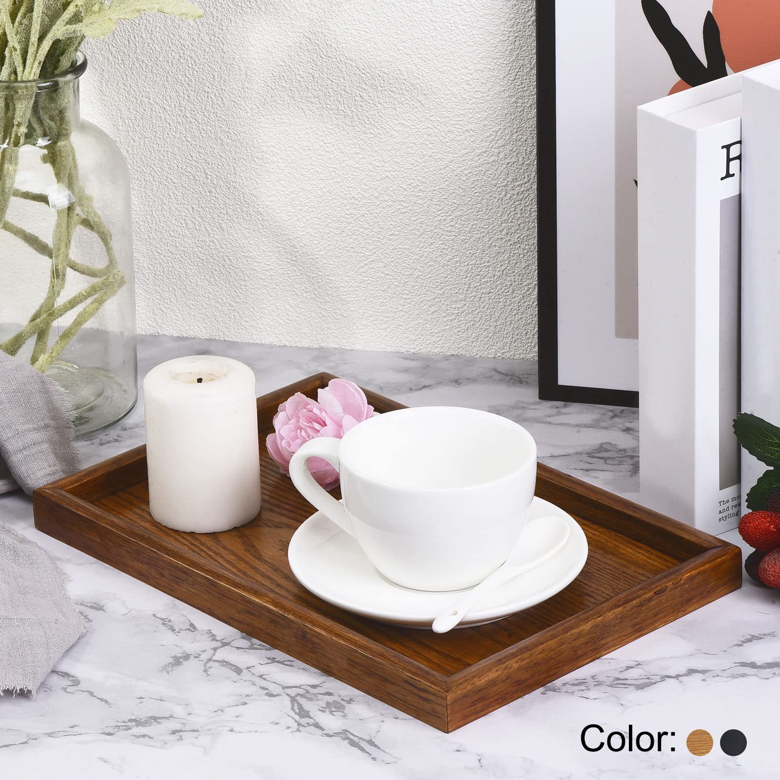 Amazon.com: PATIKIL Wood Serving Tray 9x6 Inch Outer Base